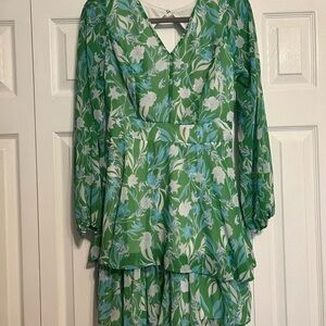 Floral Green Long Sleeve Dress